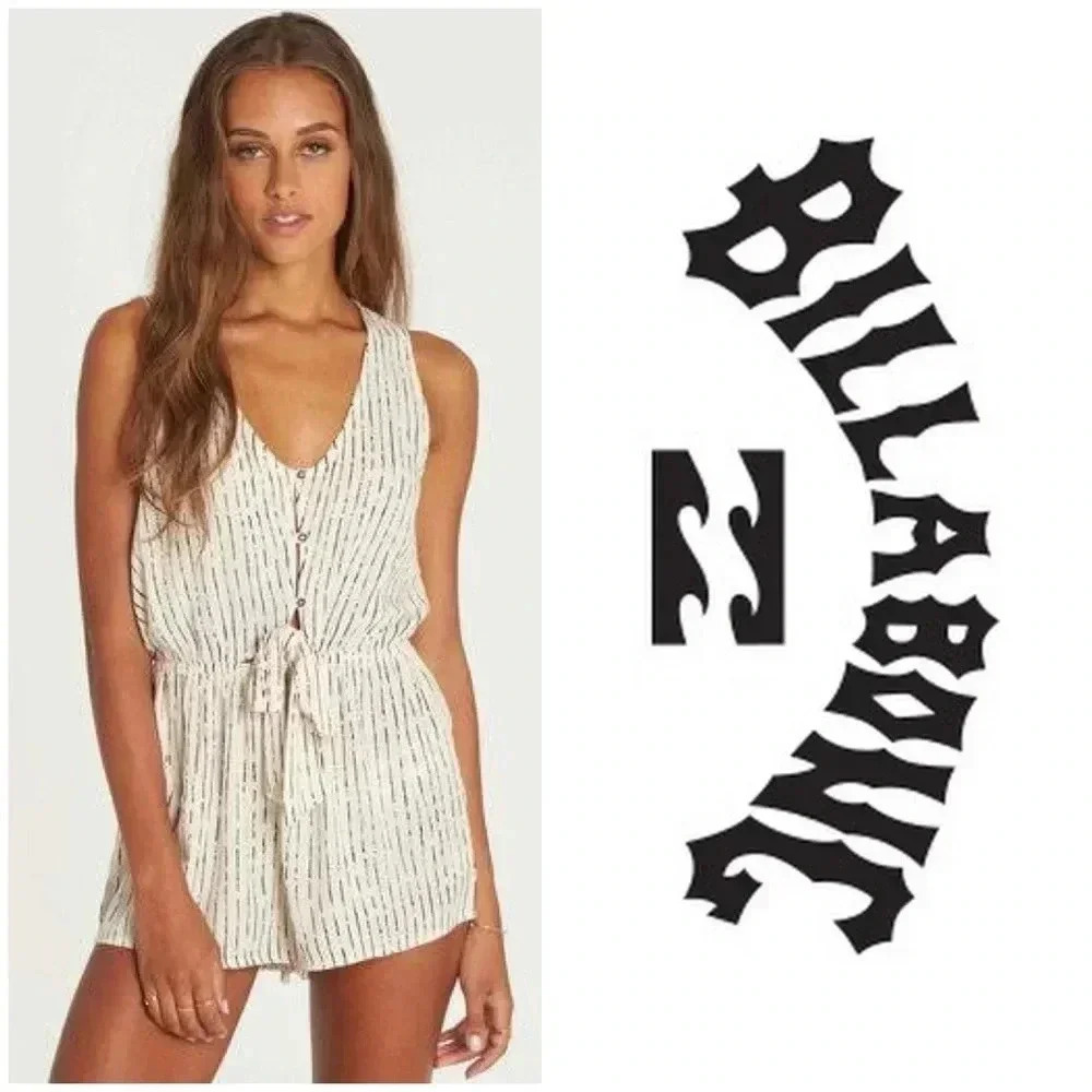 Billabong Summer Solstice Printed Shorts Romper - Picture 1 of 13